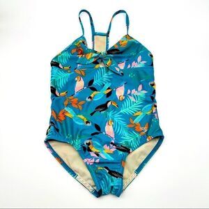 Speedo Parrot Print One Pc Swimsuit Sz S (Girl)